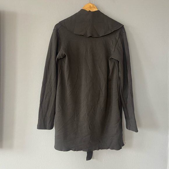 🛑SOLD ETIMI Outerwear Gray Shawl Collar Merino Wool Wrap Sweater Jacket USA - Picture 9 of 10